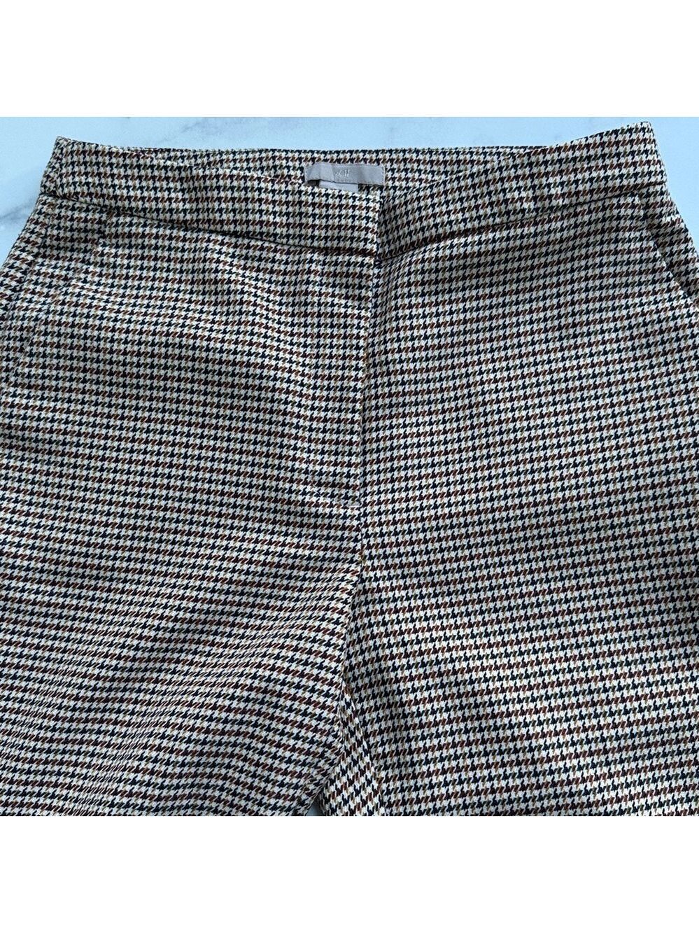 H&M Brown and Beige Houndstooth Patterned Slacks Size US4 - Picture 7 of 12
